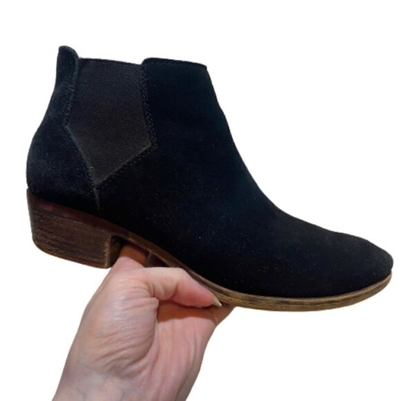 Lucky Brand Bellamy Chelsea Ankle Boots Womens 7 M Black Suede Leather Pull On - Picture 1 of 6